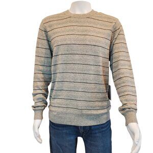 NEW PRECEDENT LOS ANGELES SZ M Soft Cashmere blend Gray Stripe Crewneck Sweater